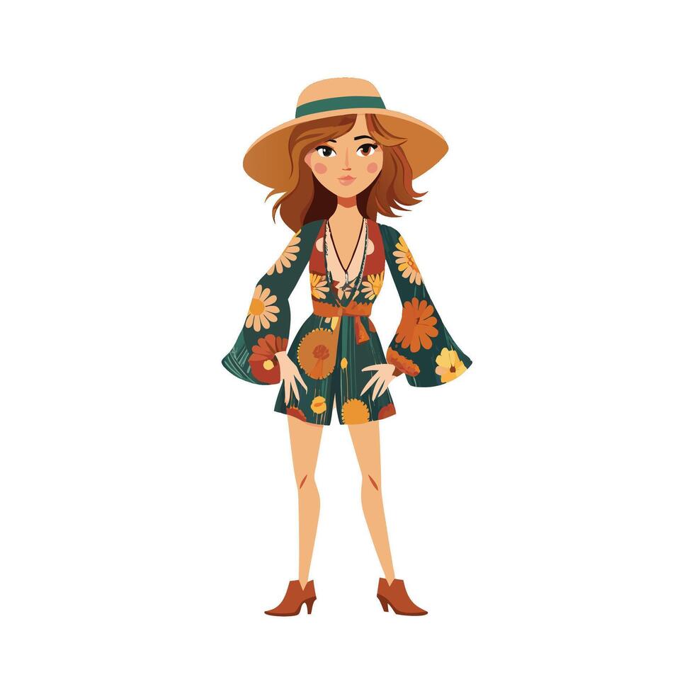 Elegant Floral Romper Fashion Model Design vector