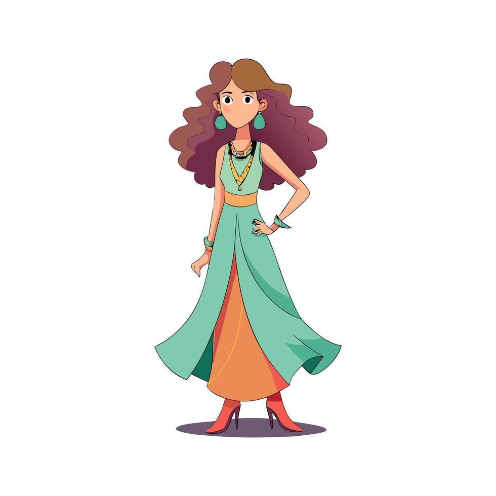 Bohemian Beauty Fashion Model for Illustrations vector