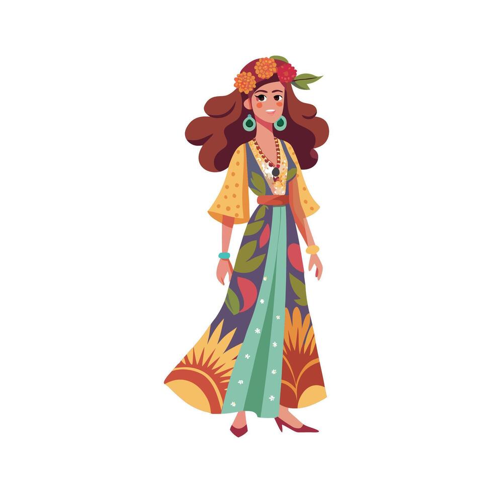 Charming Free Spirit Fashion Model vector