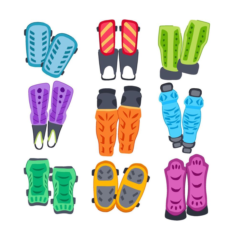 shin guards set cartoon . vector