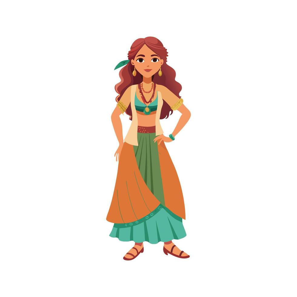 Charming Bohemian Maxi Skirt for Illustrations vector