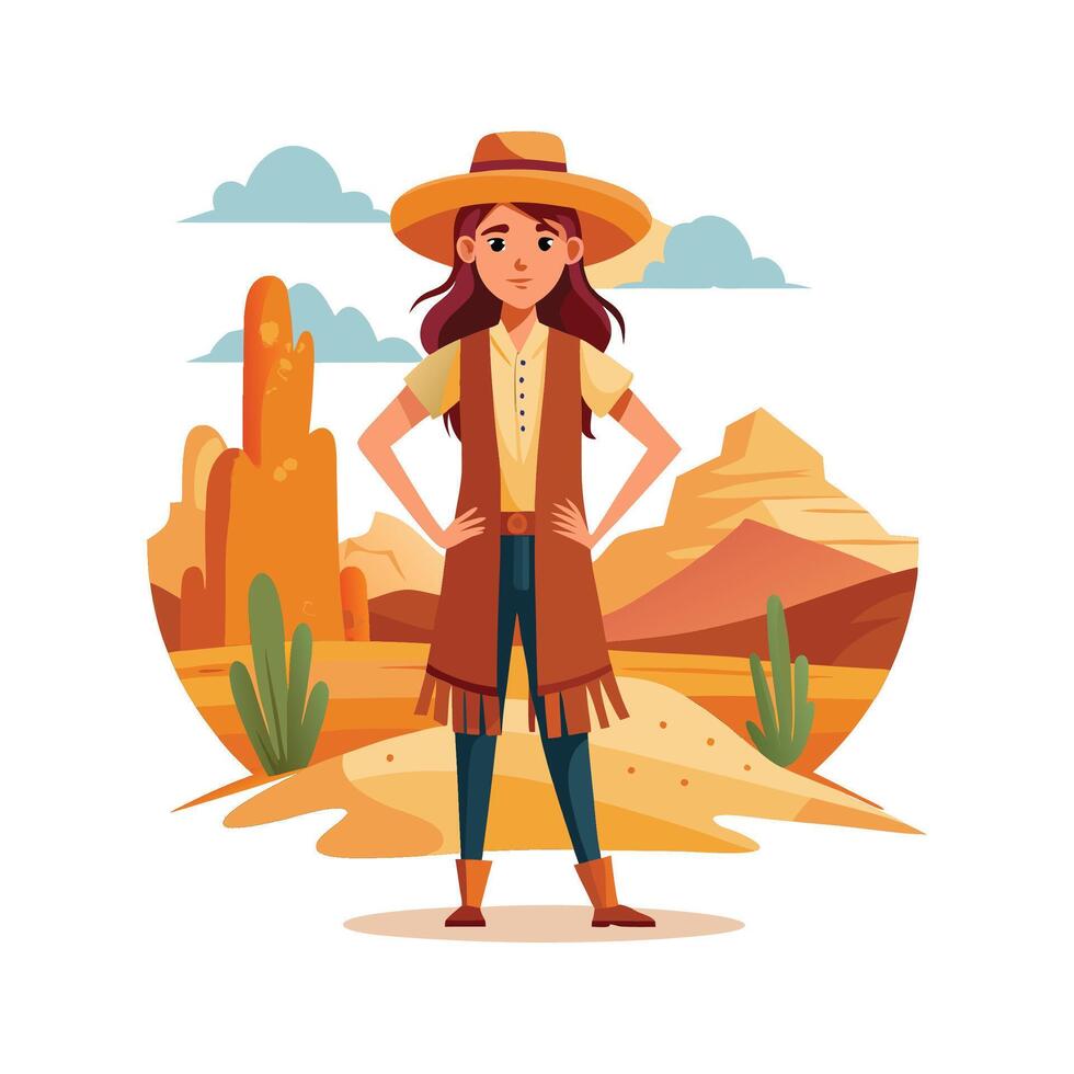 Boho Chic Desert Fashion Model Illustration vector