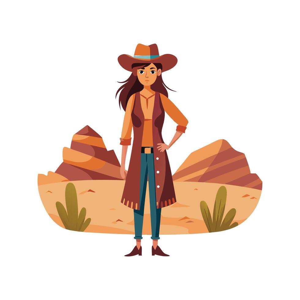 Charming Boho Chic Desert Fashion Model vector
