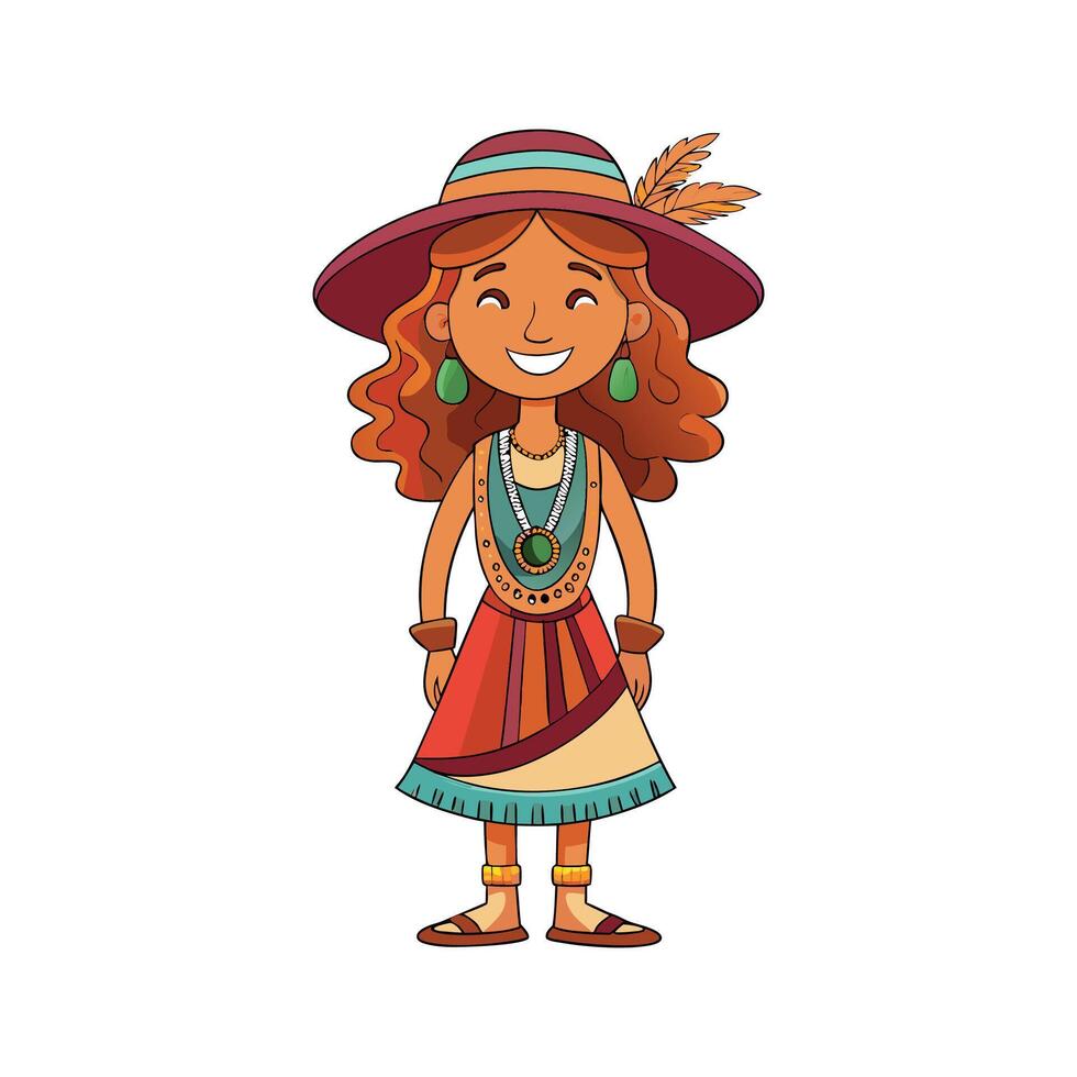 Festival Boho Chic Fashion Model Design vector