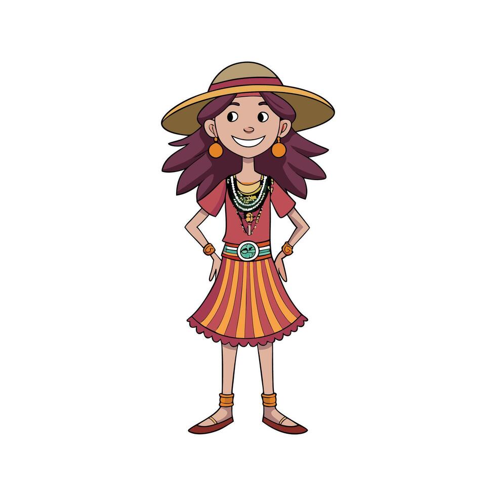 Vibrant Boho Chic Model for Festival Designs vector