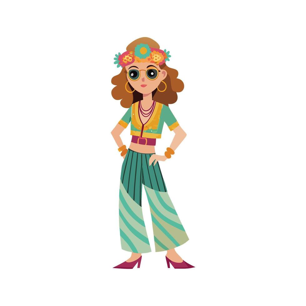 Stylish Boho Festival Fashion Model for Designs vector