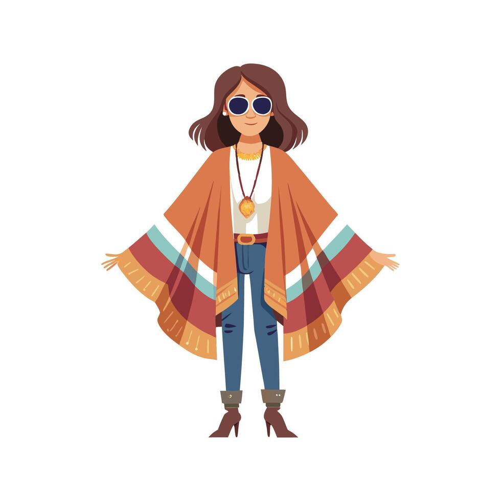 Stylish Boho Inspired Poncho for Models vector