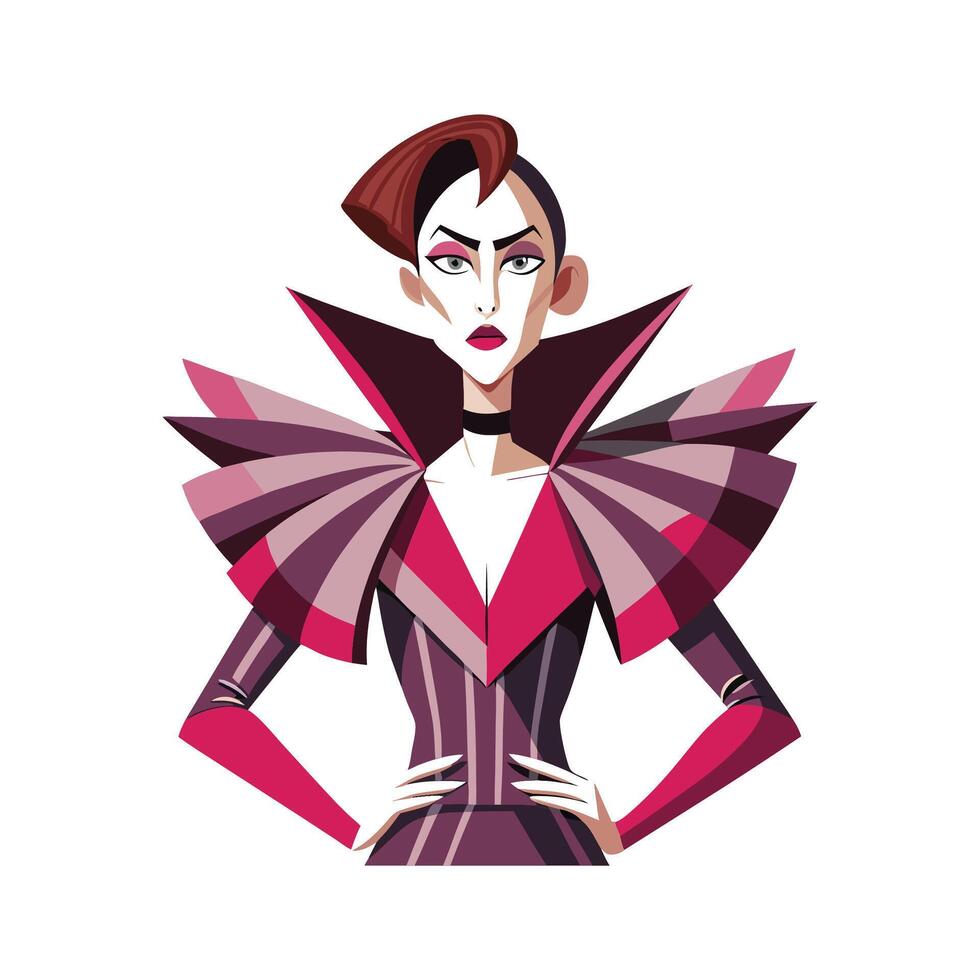 Stylish Bold Couture Fashion Model Illustration vector