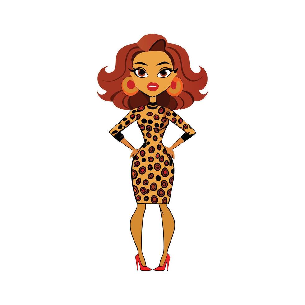 Leopard Print Dress Fashion Model Illustration vector