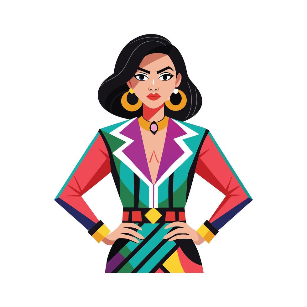 Elegant Bold Patterned Fashion Model vector