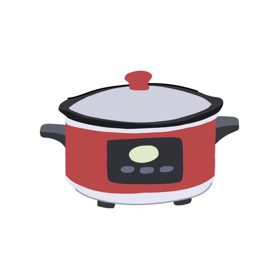 chicken slow cooker cartoon illustration vector