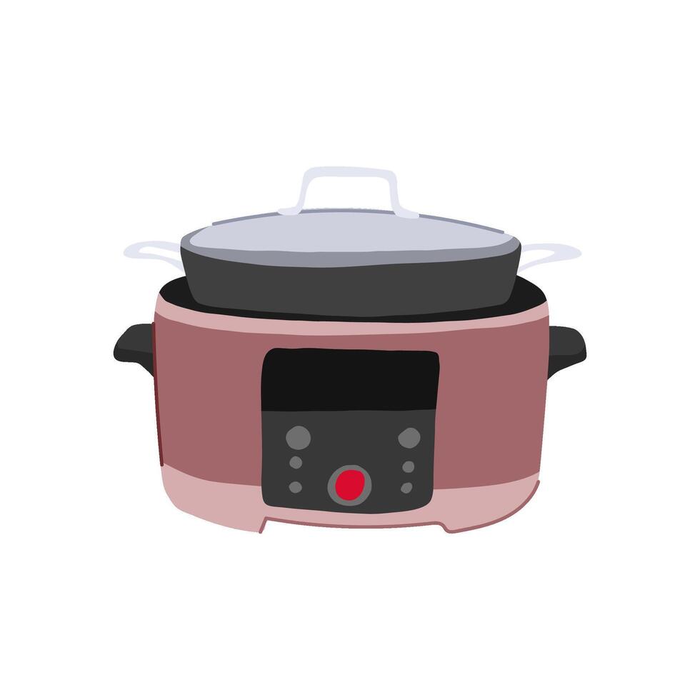 soup slow cooker item cartoon illustration vector
