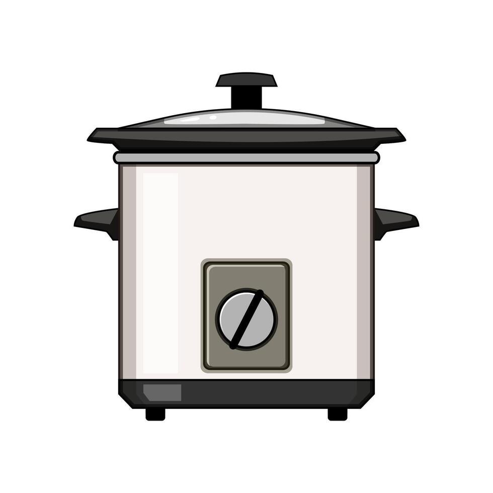 vegetarian slow cooker cartoon illustration vector