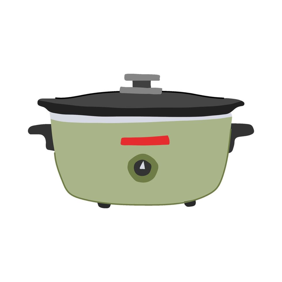 vegetables slow cooker cartoon illustration vector