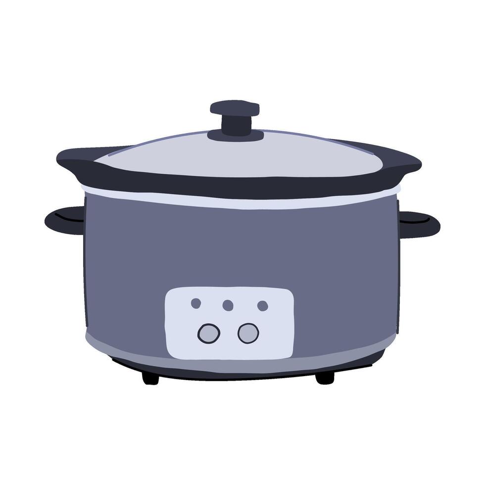 pork slow cooker cartoon illustration vector