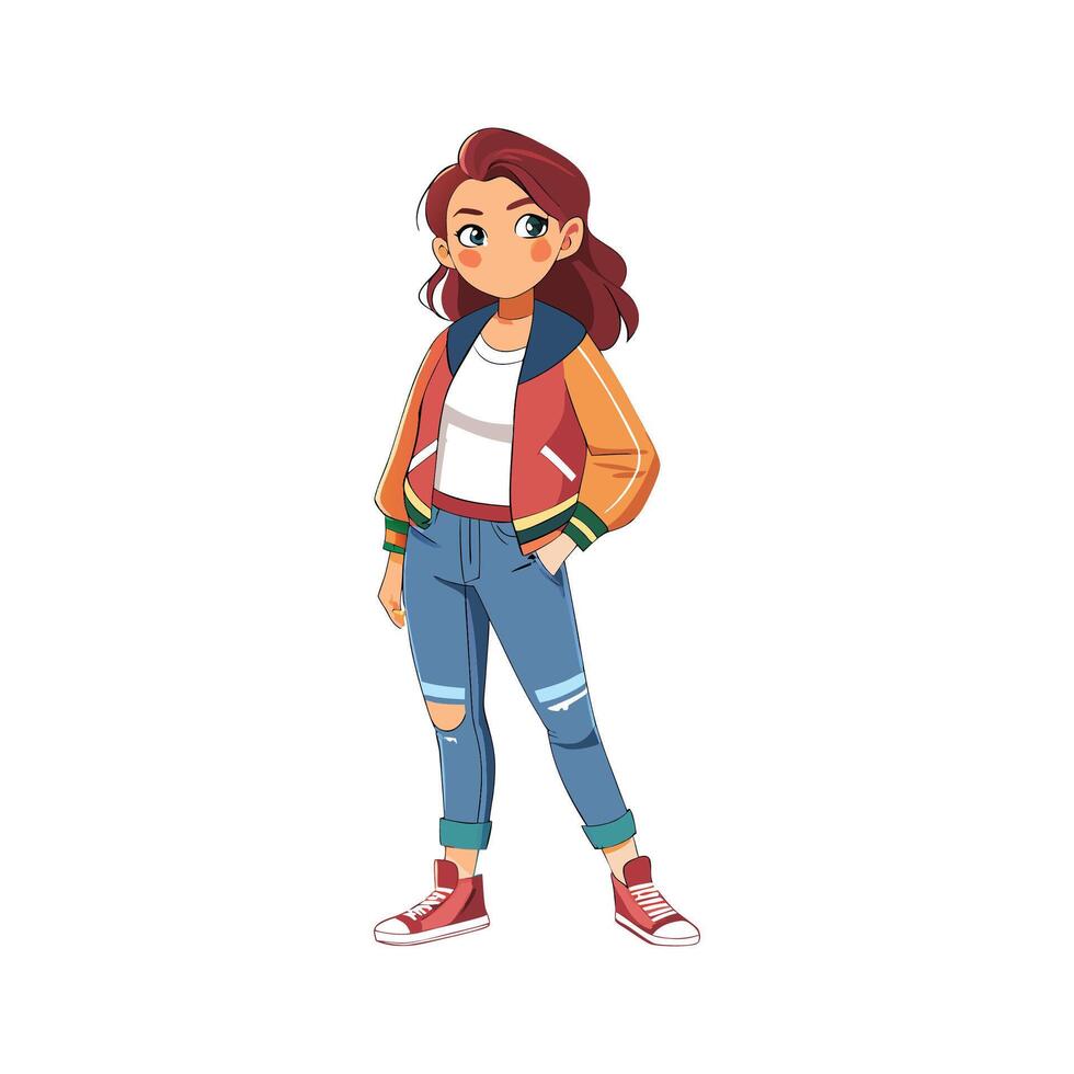 Charming Casual Bomber Jacket Fashion Model vector