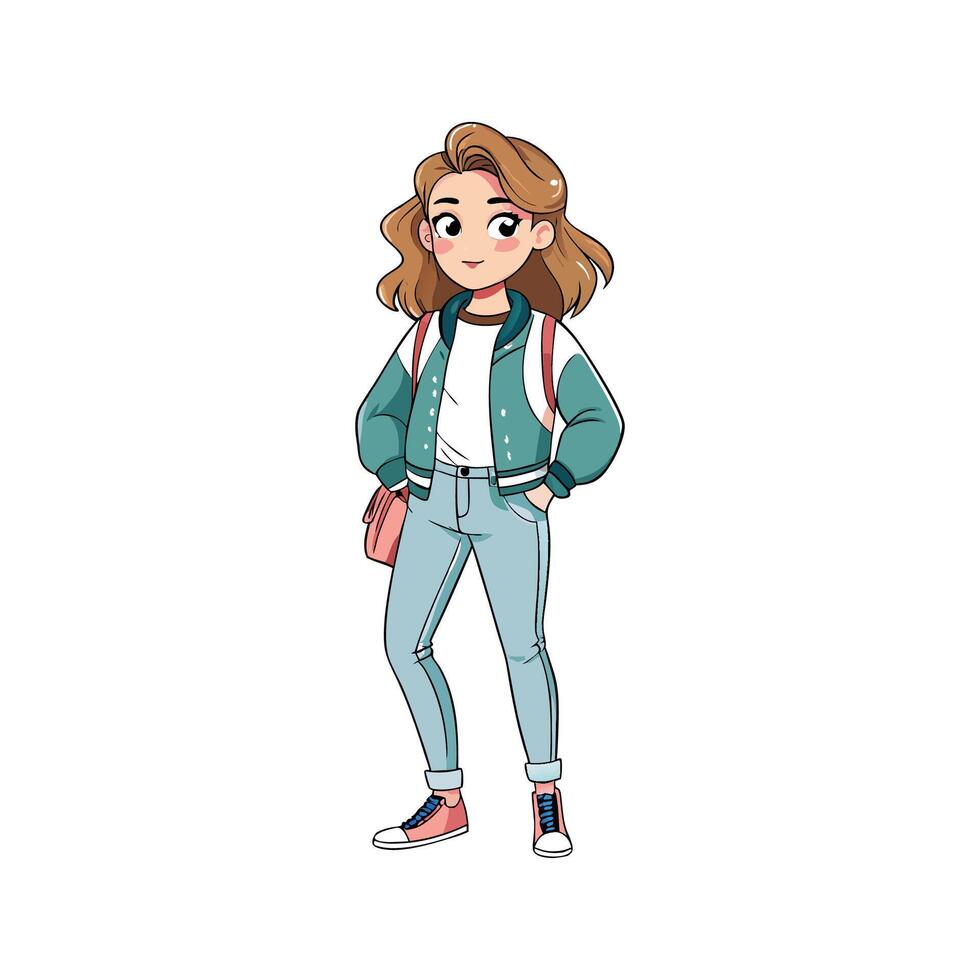 Elegant Casual Bomber Jacket Model vector