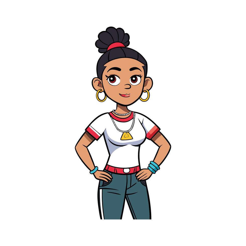 Stylish Graphic Tee Fashion Model vector