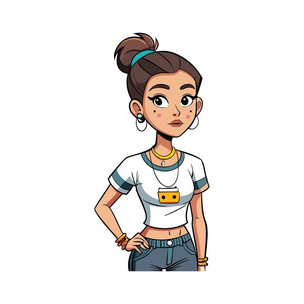 Vibrant Graphic Tee Fashion Model vector