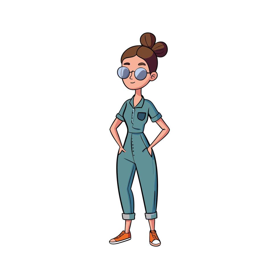 Casual Jumpsuit Fashion Model for Designs vector