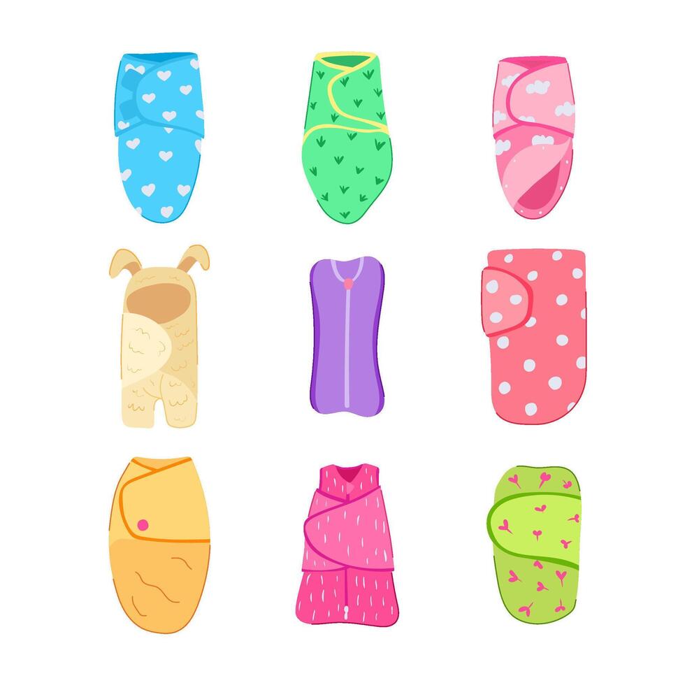 swaddle wrap set cartoon. illustration vector
