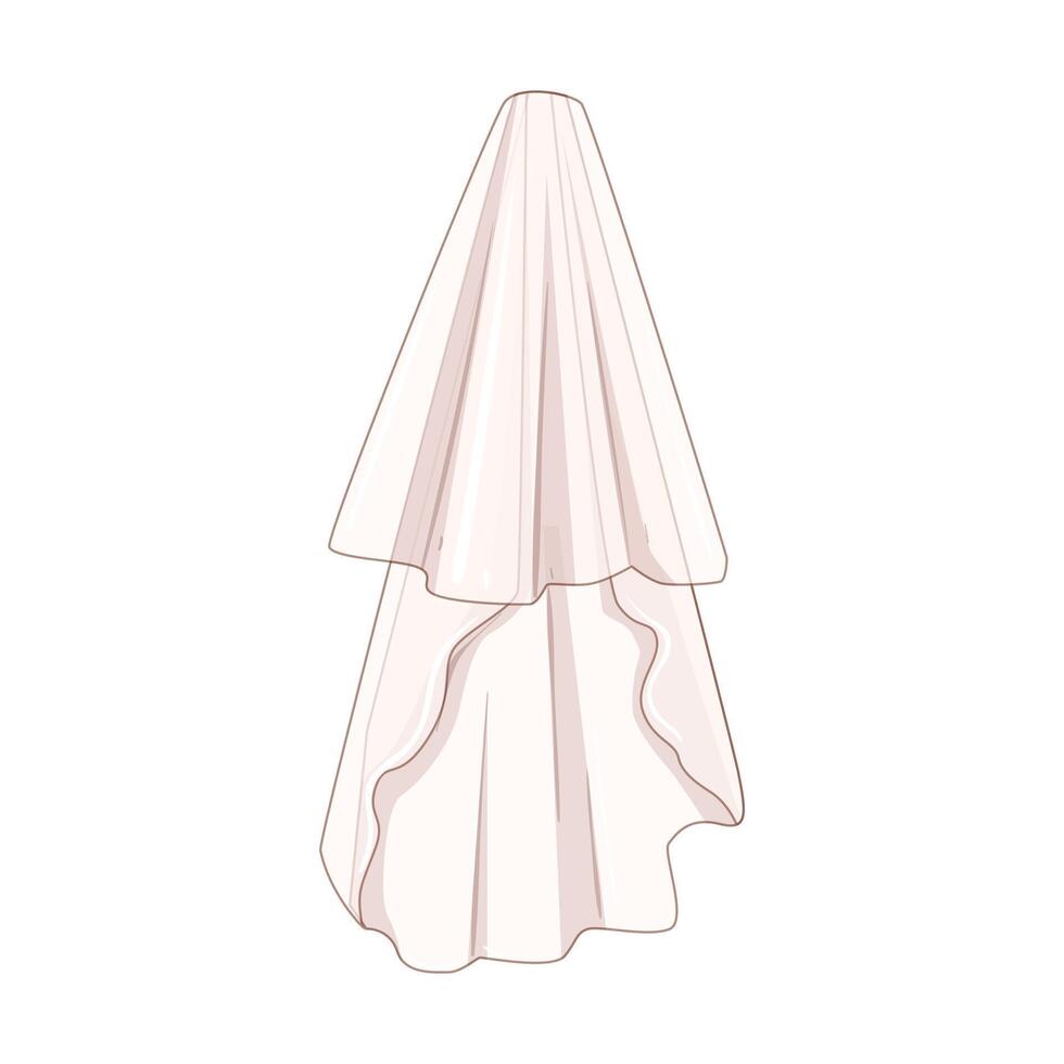 ivory veil bridal cartoon illustration vector