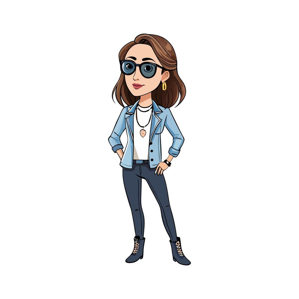 Stylish Denim Fashion Model. vector