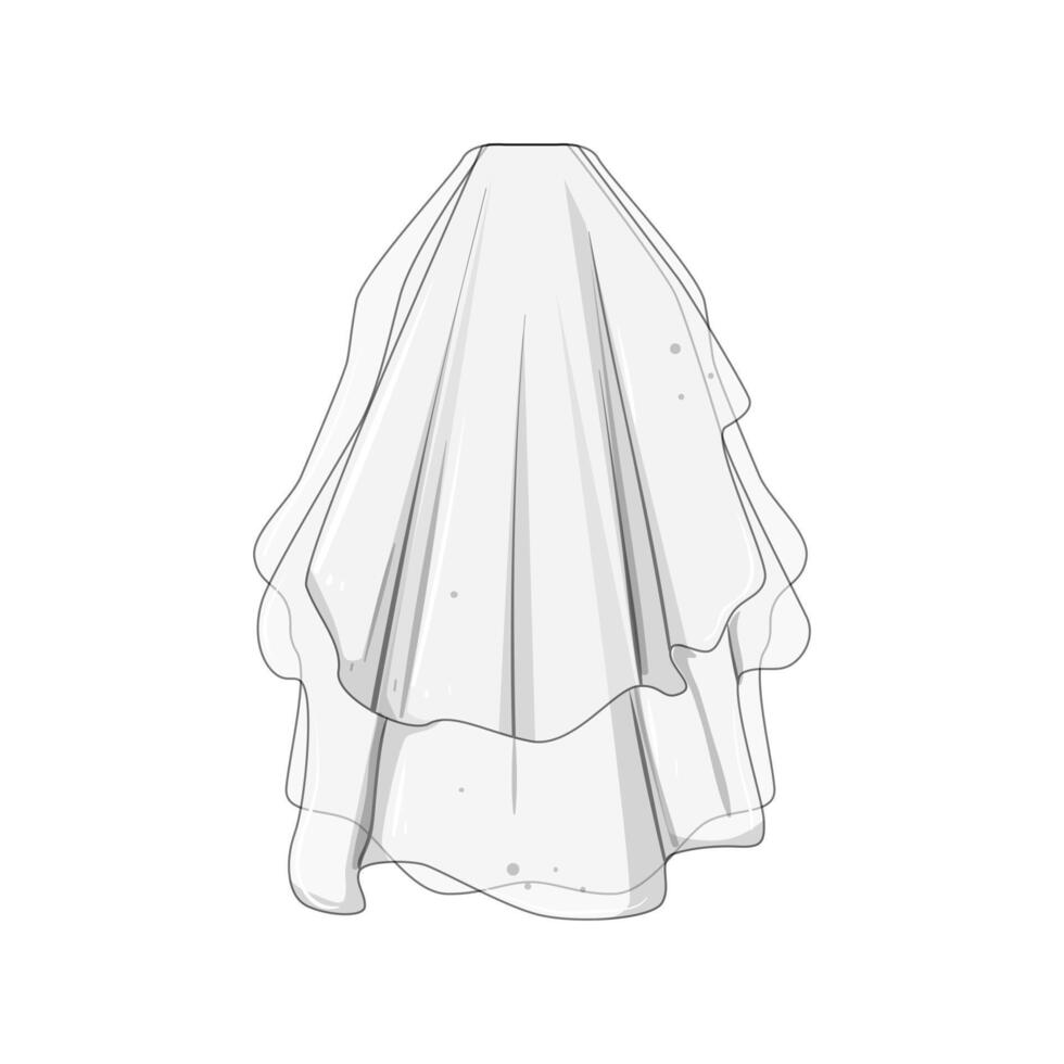 traditional veil bridal cartoon illustration vector