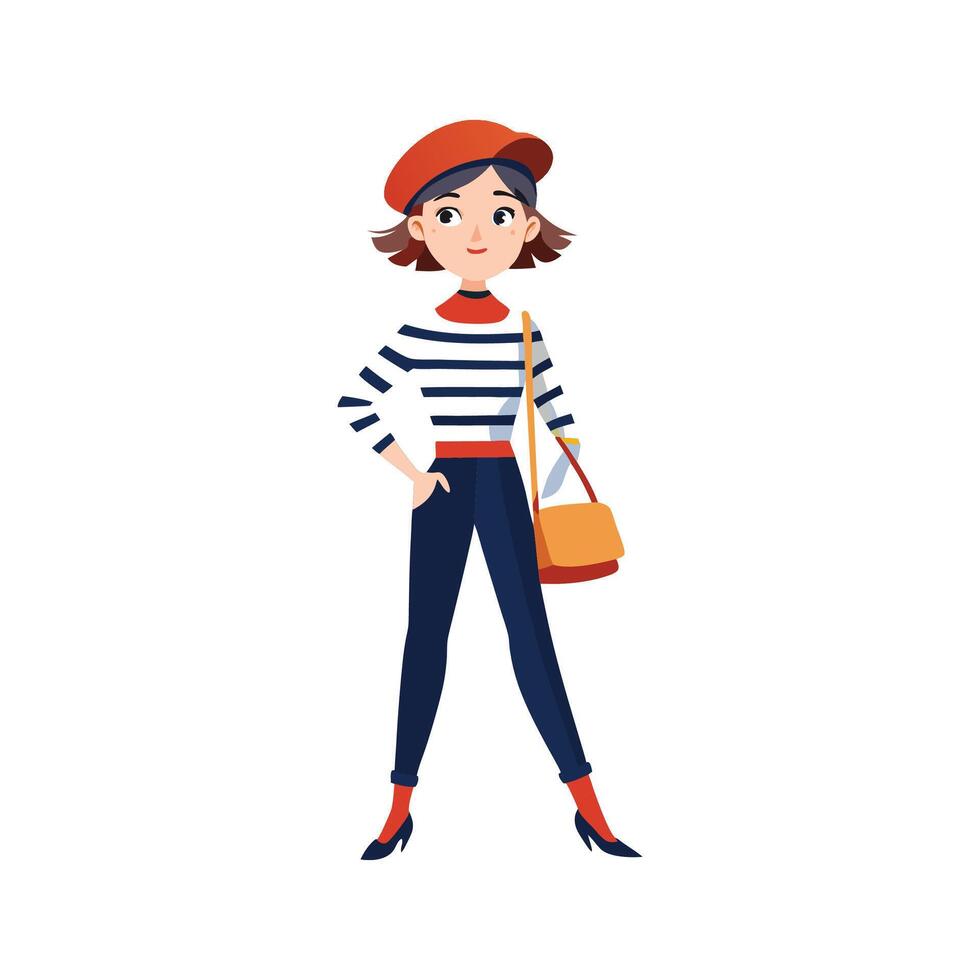 Chic Parisian Fashion Model Design 2 vector