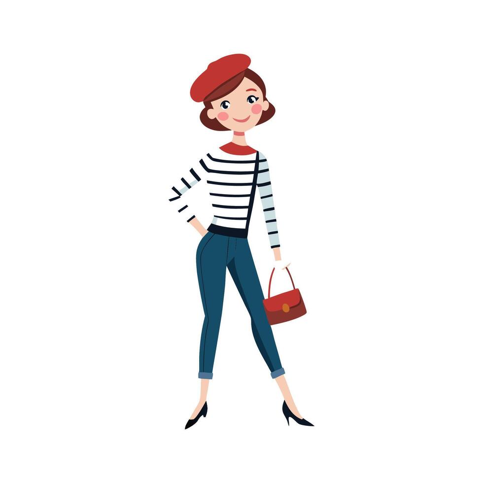 Parisian Spring Fashion Model Illustration 1 vector