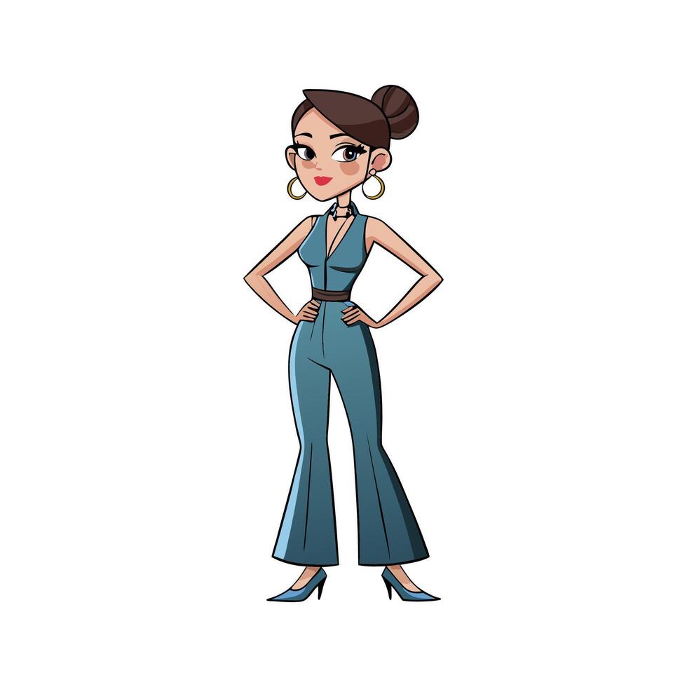 Stylish Polished Jumpsuit Fashion Model vector