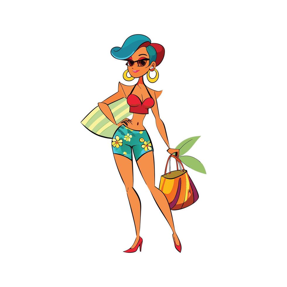 Tropical Resort Fashion Model Design 2 vector