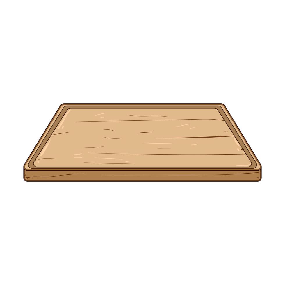 block wooden cutting board cartoon illustration vector