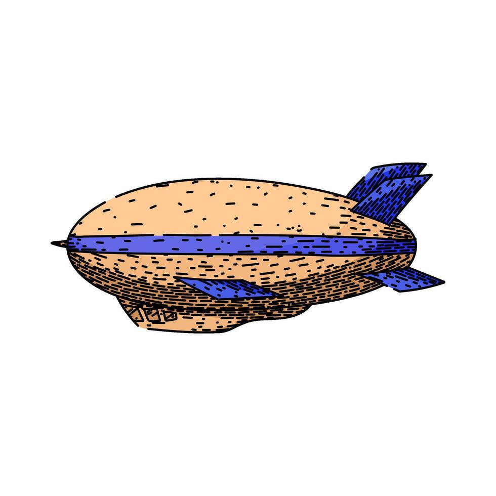 blimp airship sketch hand item vector