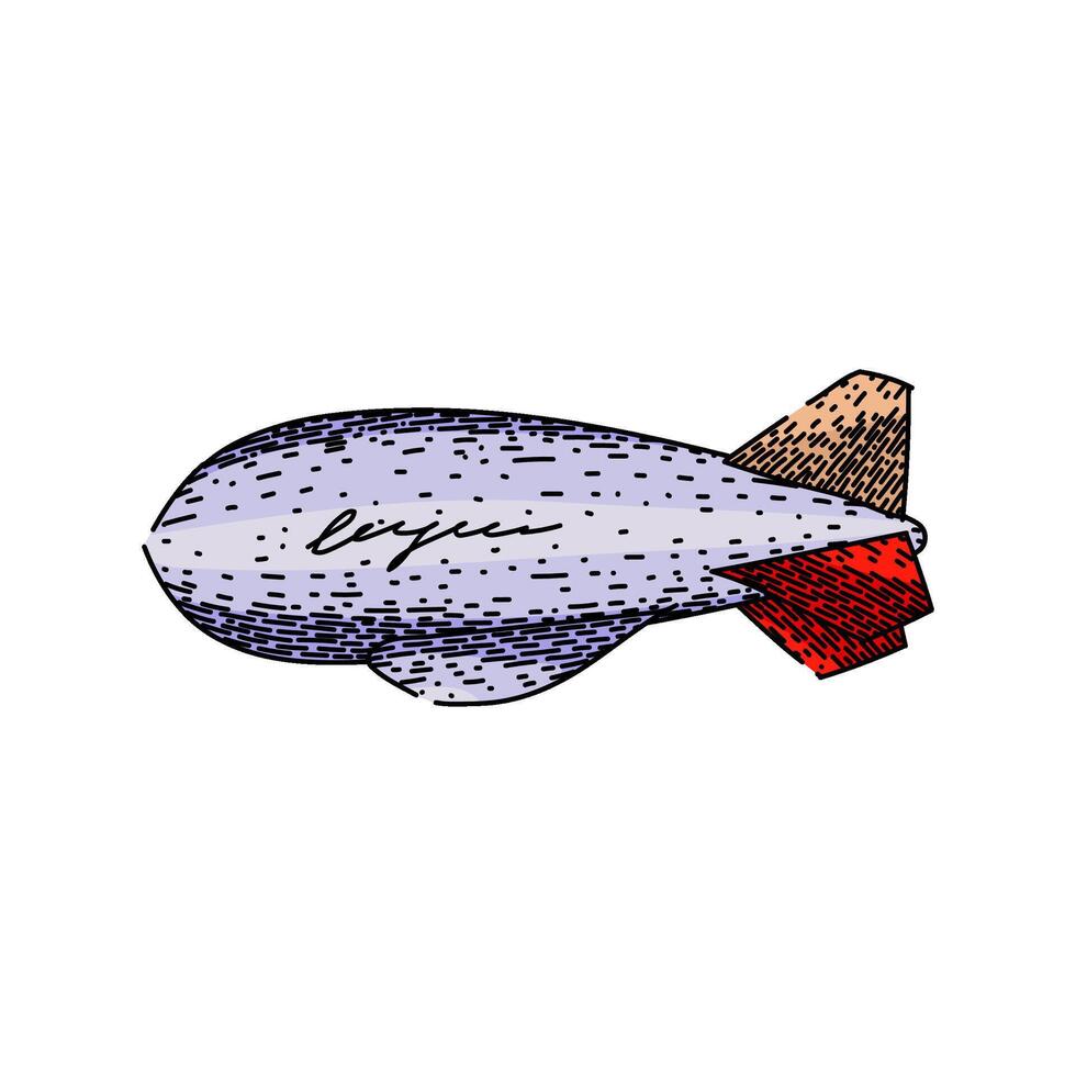 dirigible airship item sketch hand drawn vector