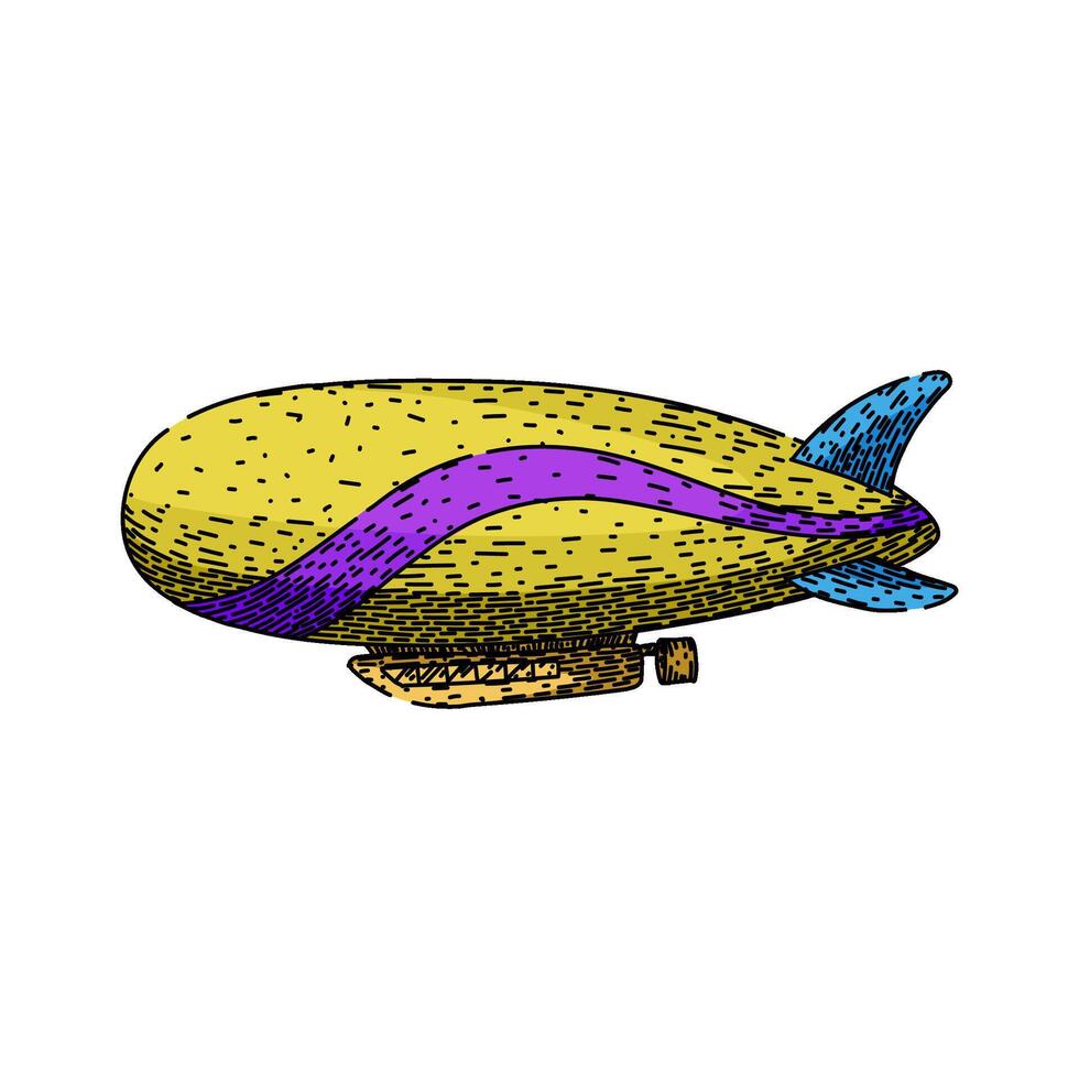 aerostat airship sketch hand item vector