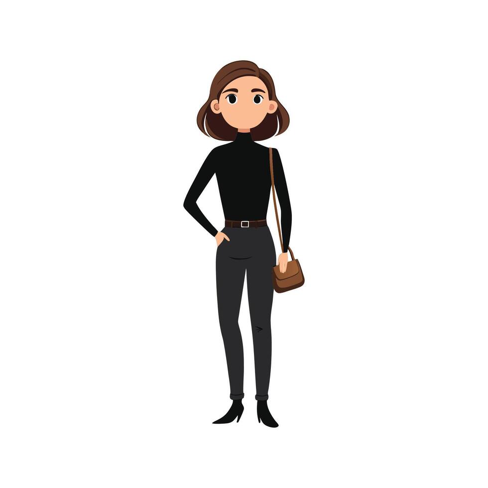 Classic Black Turtleneck Fashion Model Design vector