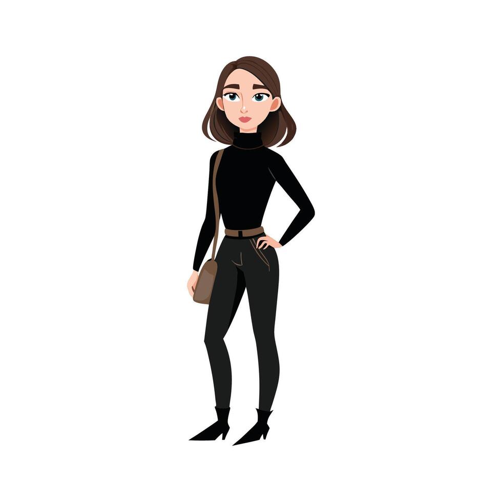 Charming Black Turtleneck Fashion Model Design 2 vector