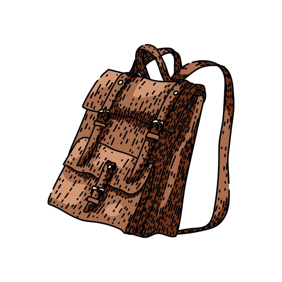 gear backpack sketch hand drawn item vector