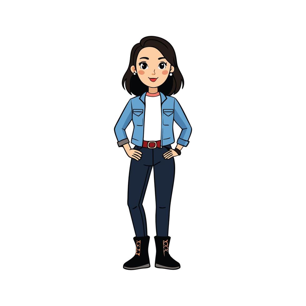 Stylish Denim Fashion Model vector