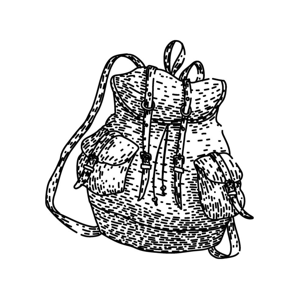 adventure backpack item sketch hand drawn vector