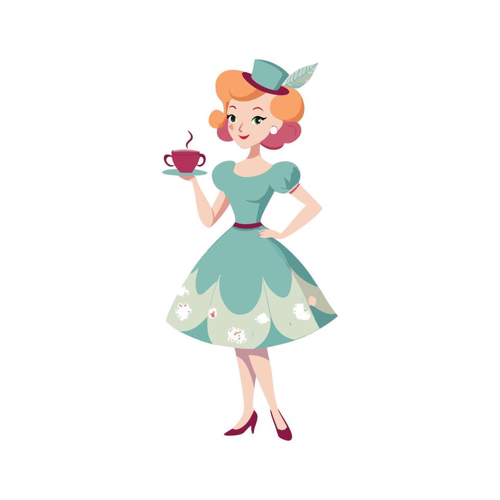 Charming Tea Party Fashion Model Design 1 vector