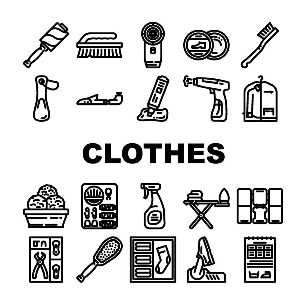 clothes care laundry. ironing icons set vector