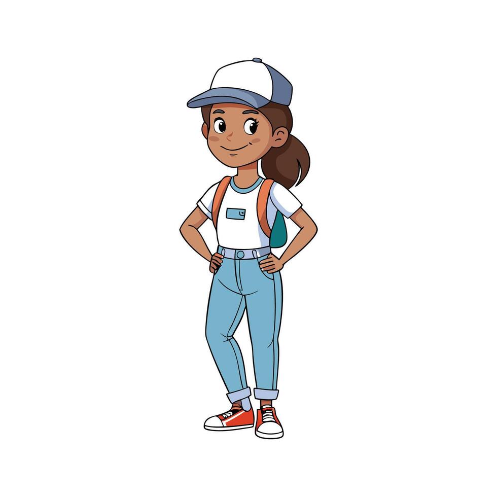 Cool Denim Overalls Fashion Model Design vector