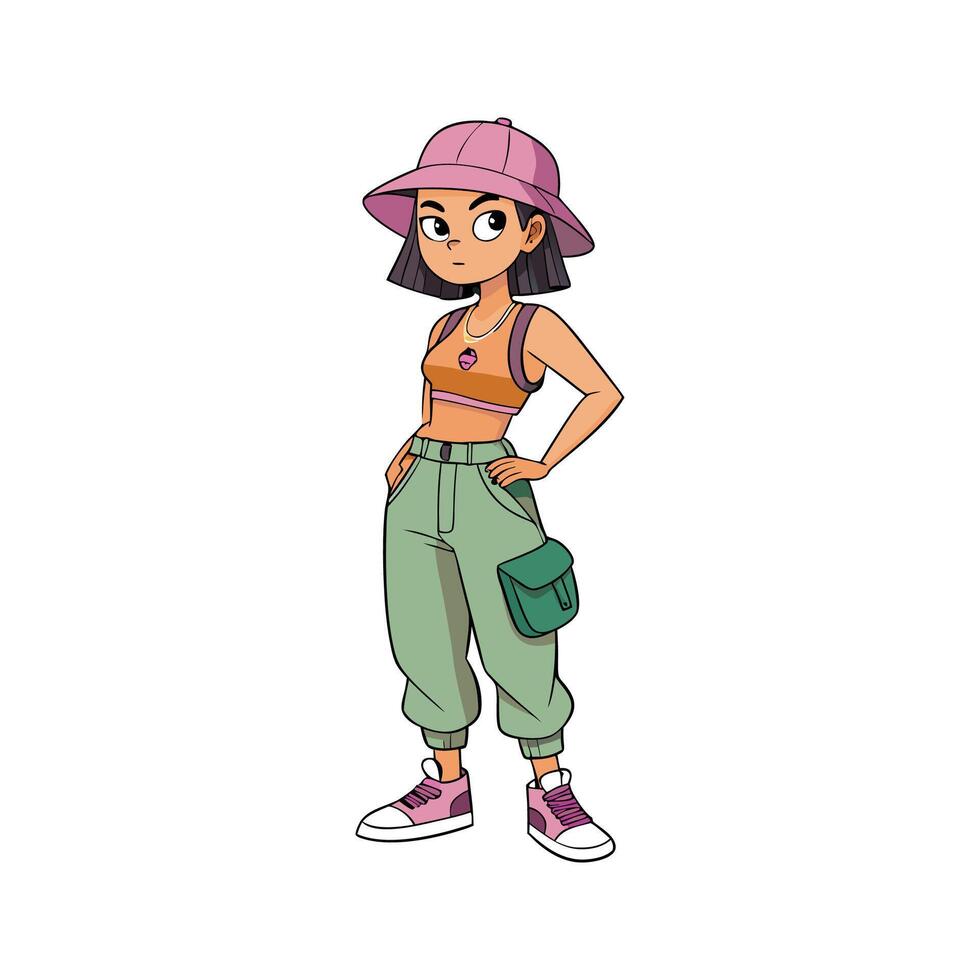 Charming Streetwear Cargo Pants Fashion Model Design 1 vector
