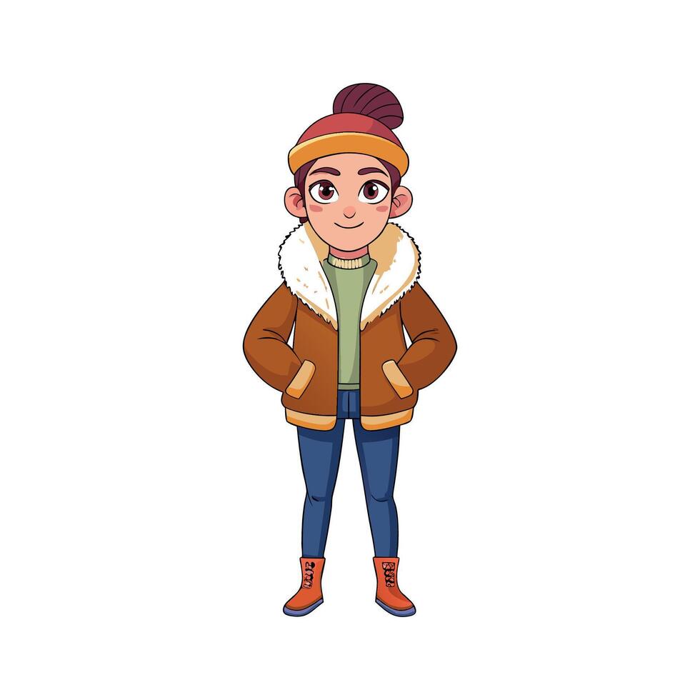 Elegant Sherpa Jacket Fashion Model Design 2 vector