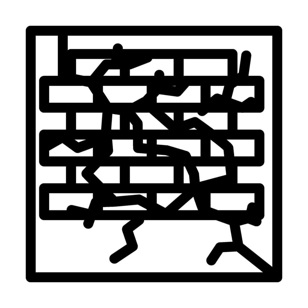 cracked wall fracture line icon illustration vector