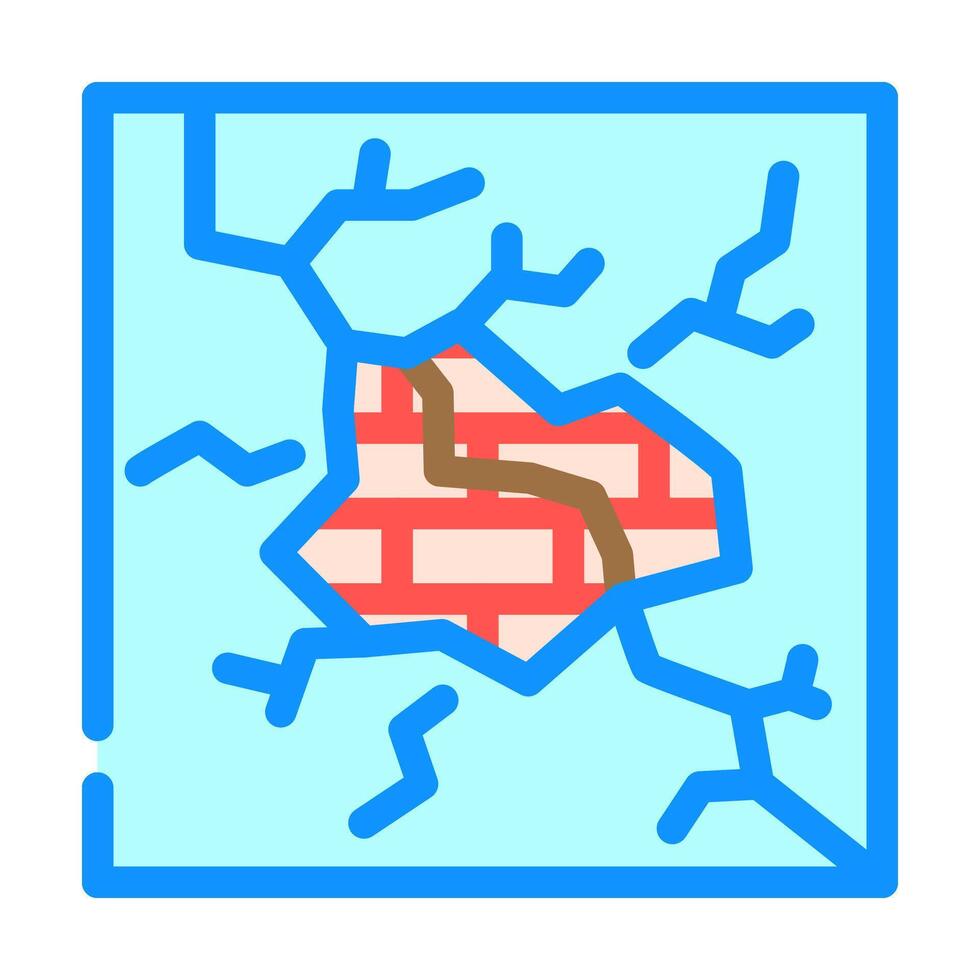 cracked wall fracture color icon illustration vector