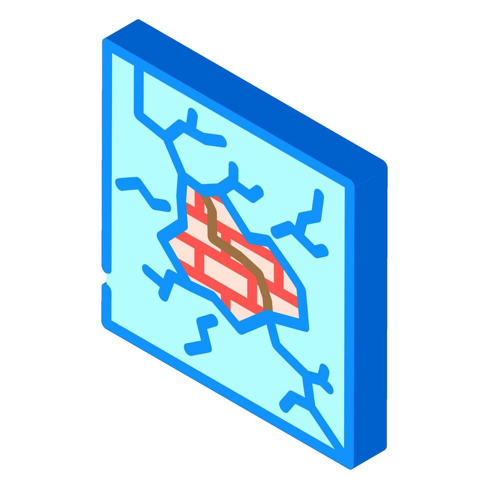 cracked wall fracture isometric icon illustration vector