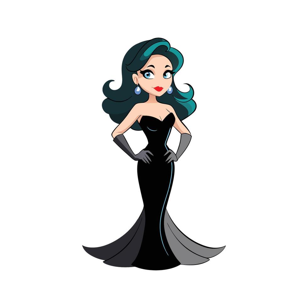 Elegant Dramatic Evening Wear Model Design vector